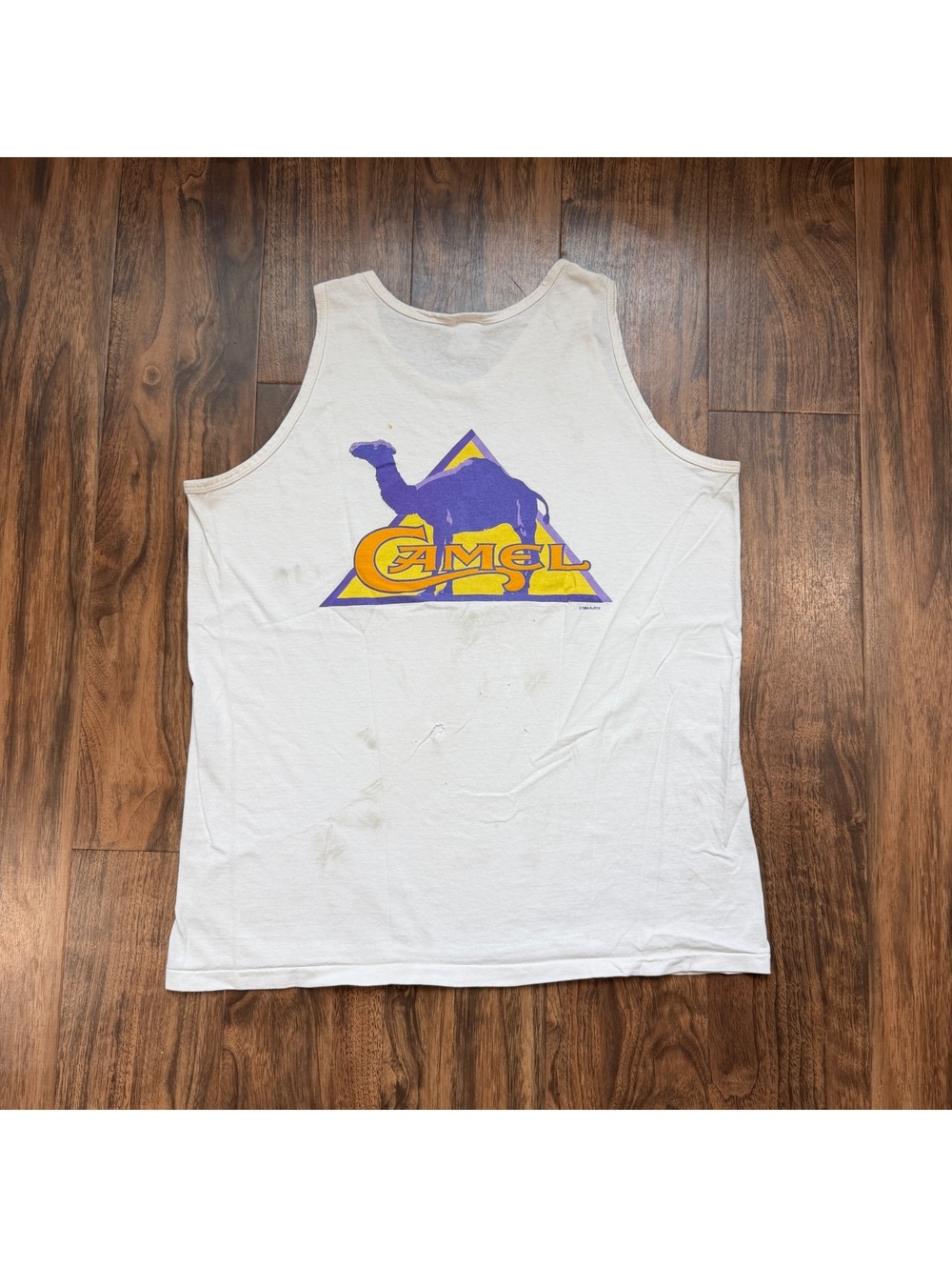 Vintage 90s Camel Genuine Taste Tank Top Single Stitch White Promo Size ~Medium